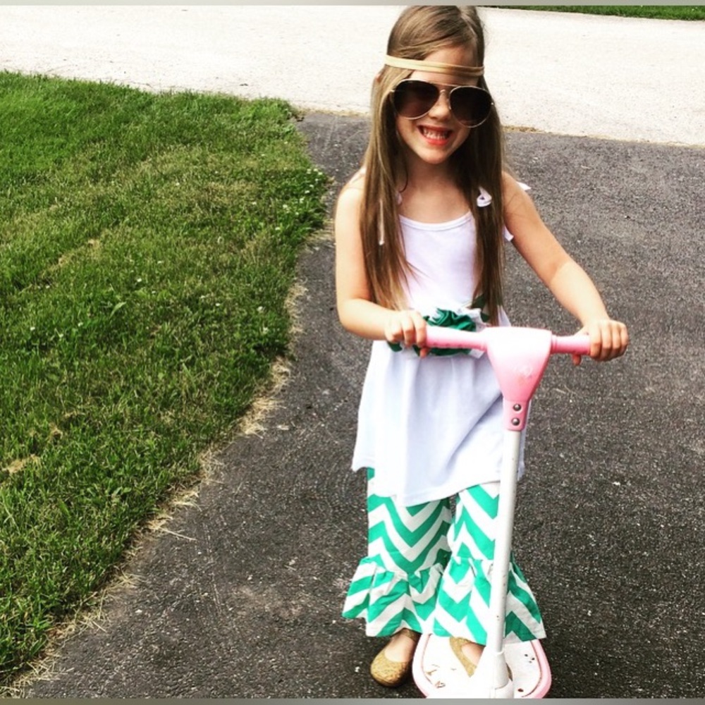 Adorable hand sewn Chevron Flared Pants 3T, worn once.